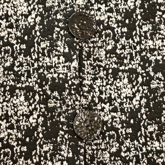 JM Collection Womens XL Black White Textured Knit Mock Neck Button Front Jacket - Picture 5 of 9